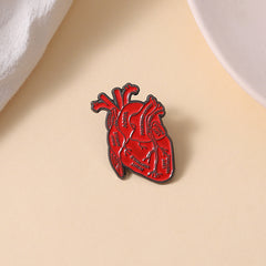 Unique Red Heart Alloy Brooch for Men