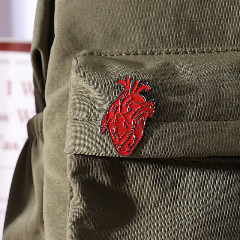 Unique Red Heart Alloy Brooch for Men