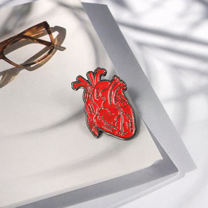 Unique Red Heart Alloy Brooch for Men