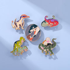 Dinosaur Cartoon Animal Joker Drop Brooch for Men