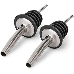 2 Pcs Stainless Steel Bottle Spout & Liquor Pourer Silvery for Restaurants