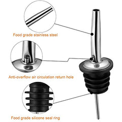 2 Pcs Stainless Steel Bottle Spout & Liquor Pourer Silvery for Restaurants