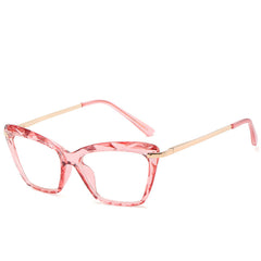 Cat Eye Clear Lens Glasses For Women Men Casual Metal Temple Jelly Frame Glasses
