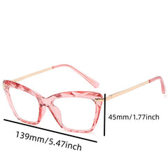 Cat Eye Clear Lens Glasses For Women Men Casual Metal Temple Jelly Frame Glasses