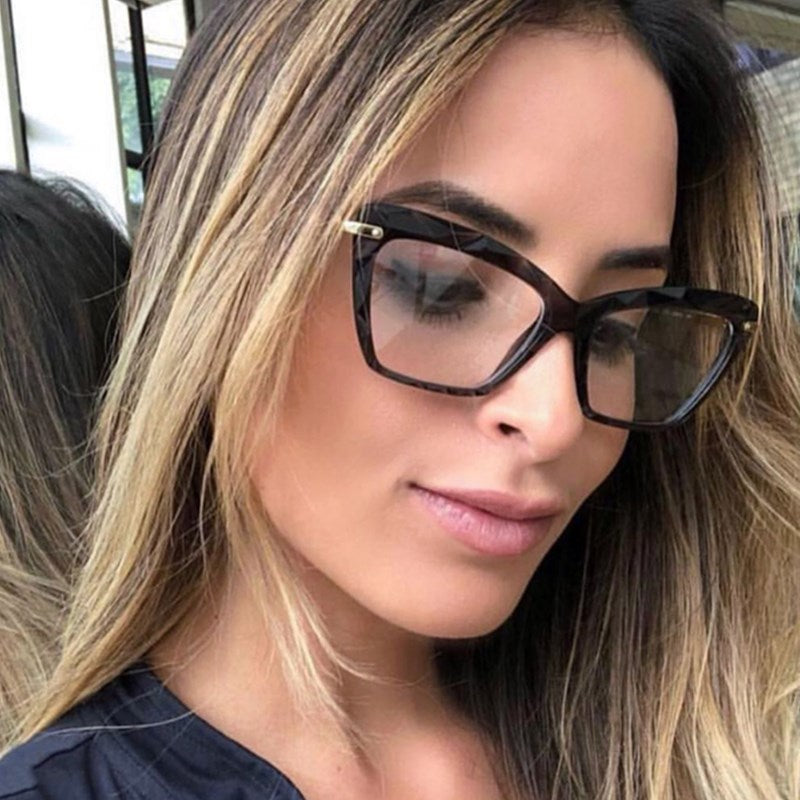Cat Eye Clear Lens Glasses For Women Men Casual Metal Temple Jelly Frame Glasses
