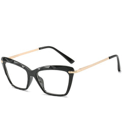 Cat Eye Clear Lens Glasses For Women Men Casual Metal Temple Jelly Frame Glasses