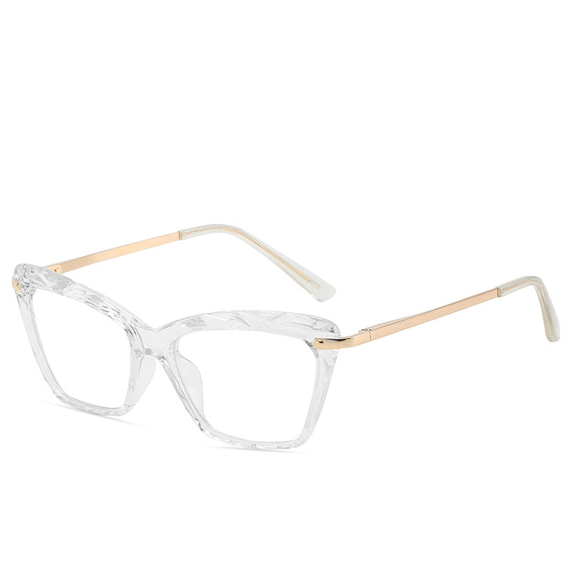 Cat Eye Clear Lens Glasses For Women Men Casual Metal Temple Jelly Frame Glasses