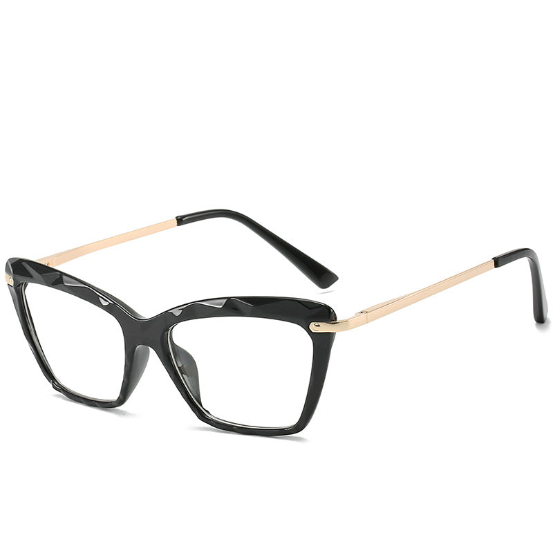 Cat Eye Clear Lens Glasses For Women Men Casual Metal Temple Jelly Frame Glasses
