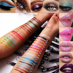 2-in-1 Waterproof Eyeshadow & Lip Pen, 16 Colors, Smudge Proof, Shimmer Stick