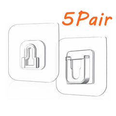 10 Pairs Double Sided Adhesive Wall Hooks Strong Transparent Storage Holder