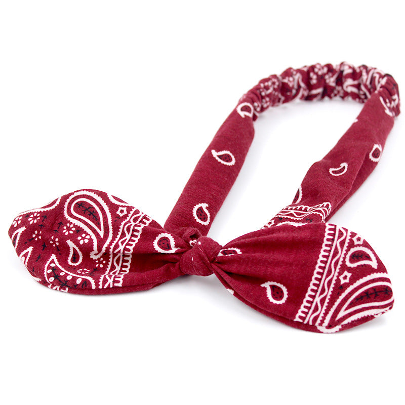 Paisley Print Boho Head Band Vintage Bowknot Hair Bands