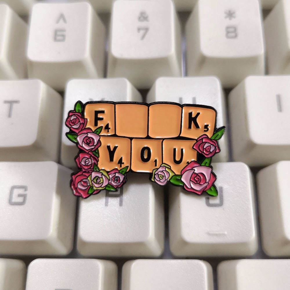 Pink Flower Enamel Pin For Men Cartoon Brooch