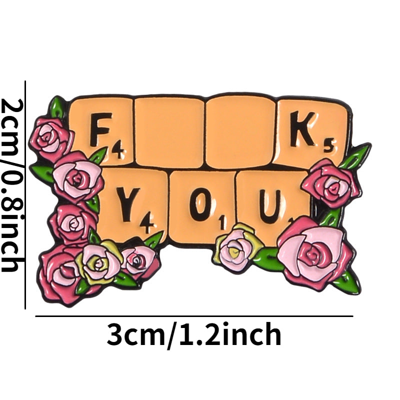 Pink Flower Enamel Pin For Men Cartoon Brooch