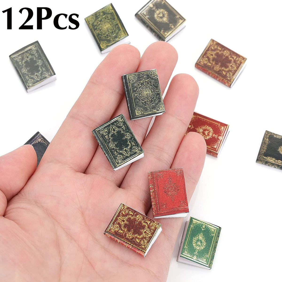 12pcs Miniatures Dollhouse Books Assorted Decoration Accessories