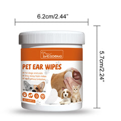 60pcs Pet Ear Cleaning Wipes - Anti Odor, Effective Against Ear Mites