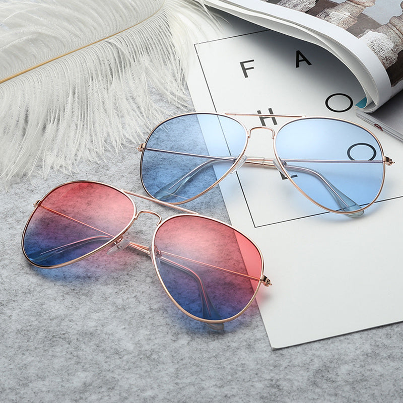 Men's Vintage Metal Frame Sunglasses with Glasses Case