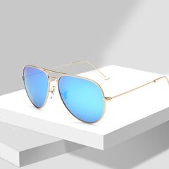 Men's Vintage Metal Frame Sunglasses with Glasses Case