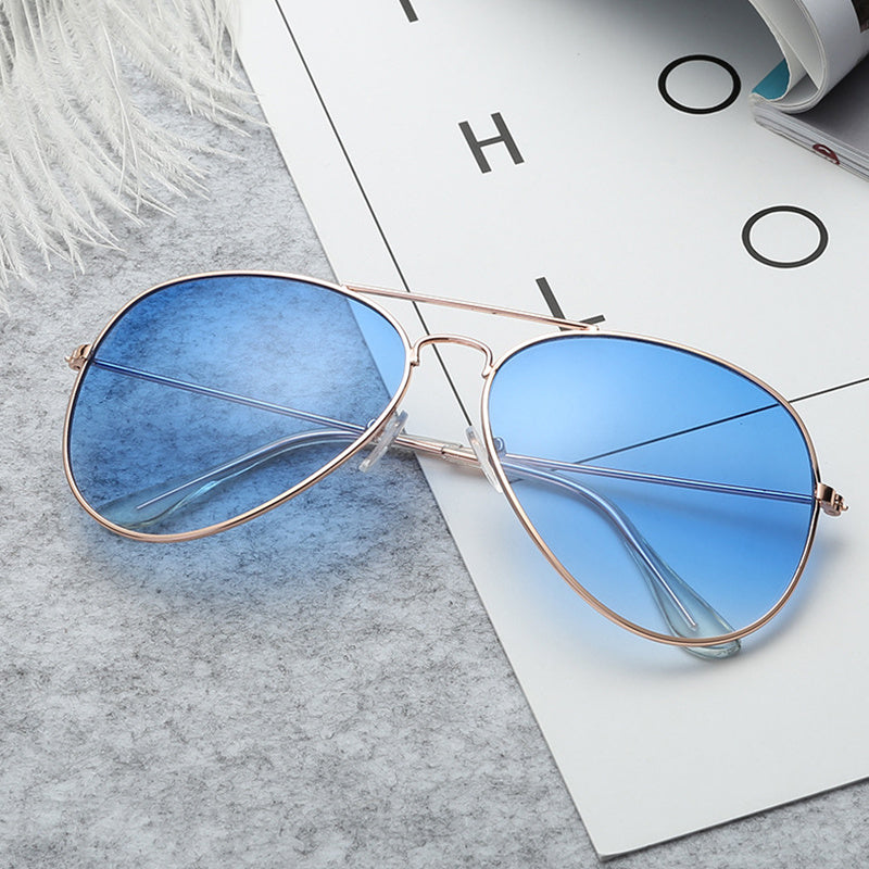 Men's Vintage Metal Frame Sunglasses with Glasses Case