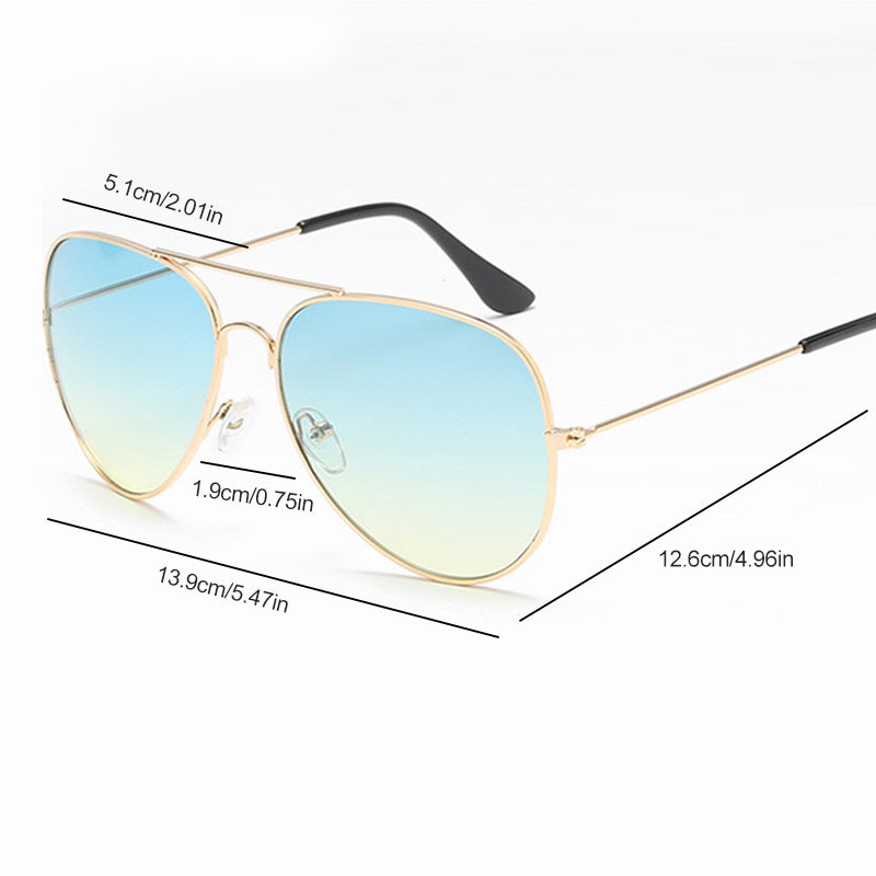 Men's Vintage Metal Frame Sunglasses with Glasses Case