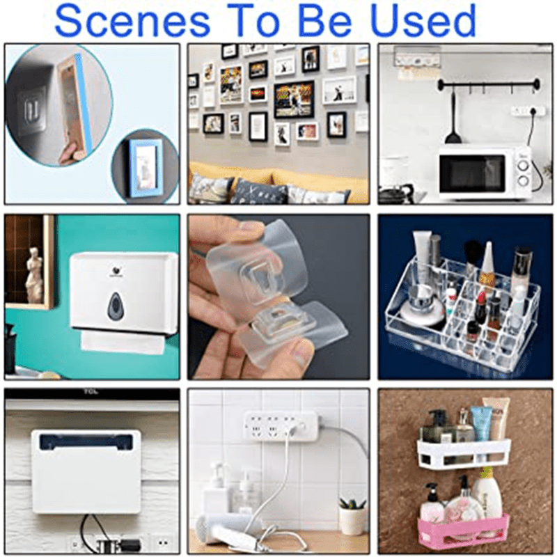 10 Pairs Double Sided Adhesive Wall Hooks Strong Transparent Storage Holder