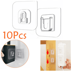 10 Pairs Double Sided Adhesive Wall Hooks Strong Transparent Storage Holder