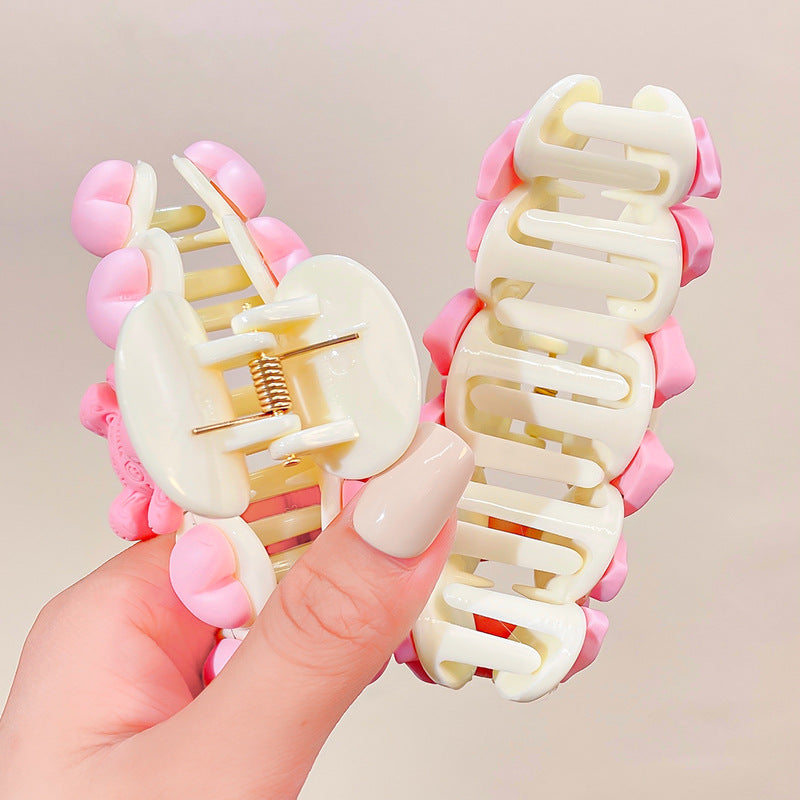 3pcs Peach Pattern Hair Claw Back Head Hair Claw Female Hair Accessories