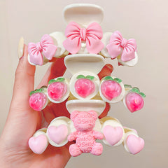3pcs Peach Pattern Hair Claw Back Head Hair Claw Female Hair Accessories