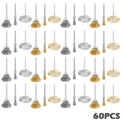 60pcs Wire Brush Wheel Cup Brush Set with 3 Sizes Wire Drill Brush Set