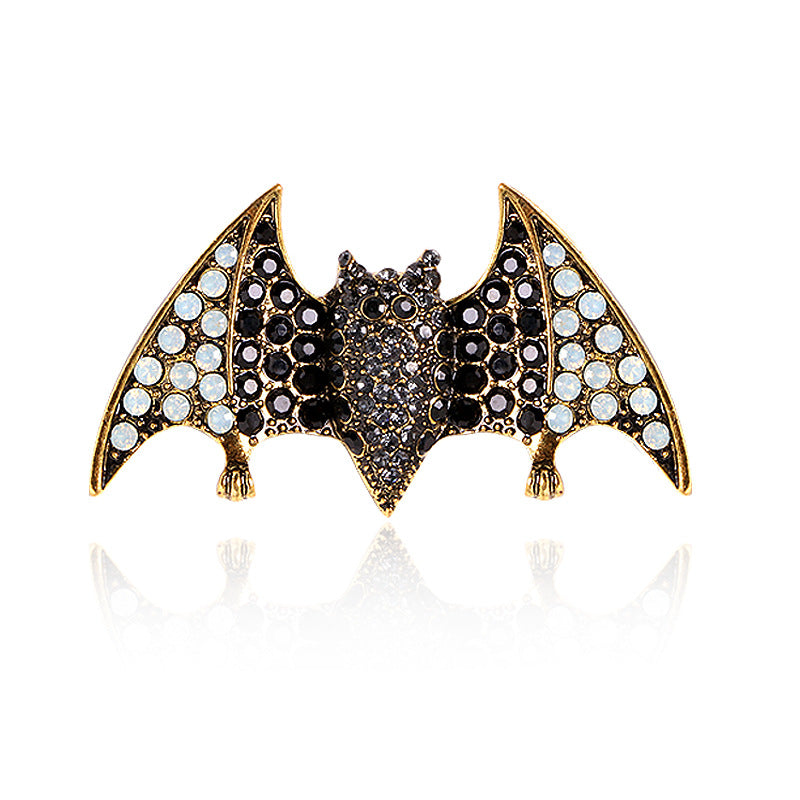 Retro Cartoon Bat Brooch Rhinestone Silk Scarf Buckle Diamond Alloy