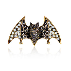 Retro Cartoon Bat Brooch Rhinestone Silk Scarf Buckle Diamond Alloy