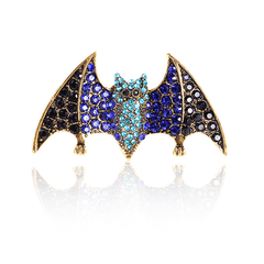 Retro Cartoon Bat Brooch Rhinestone Silk Scarf Buckle Diamond Alloy