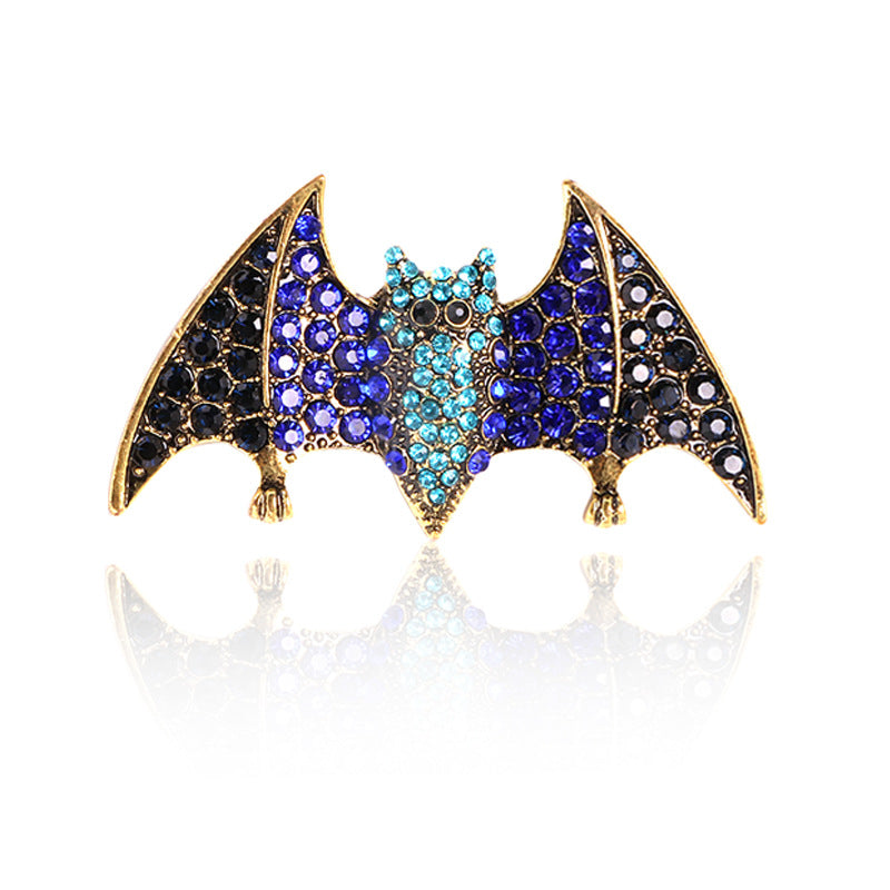 Retro Cartoon Bat Brooch Rhinestone Silk Scarf Buckle Diamond Alloy