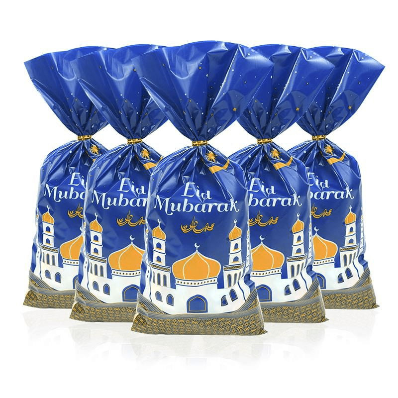 25pcs Eid Mubarak Gift Bags Plastic Candy Boxes with Twist Ties