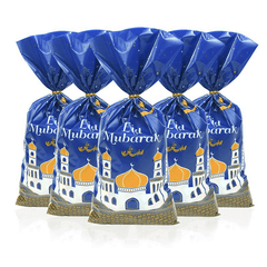 25pcs Eid Mubarak Gift Bags Plastic Candy Boxes with Twist Ties