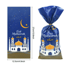 25pcs Eid Mubarak Gift Bags Plastic Candy Boxes with Twist Ties