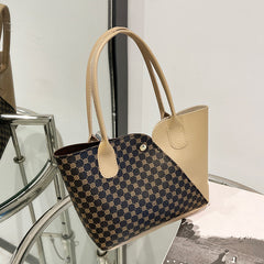 Chic Geometric Pattern Tote Bag - Women's Faux Leather Tote