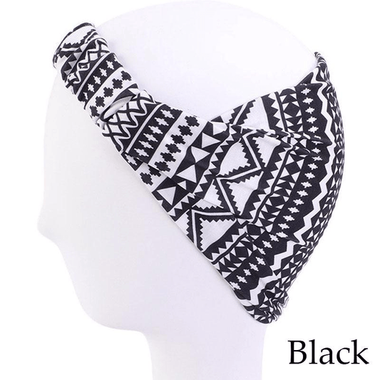 Bohemian Print Headband Yoga Sports Hairband Elastic Twisted Knot Turban