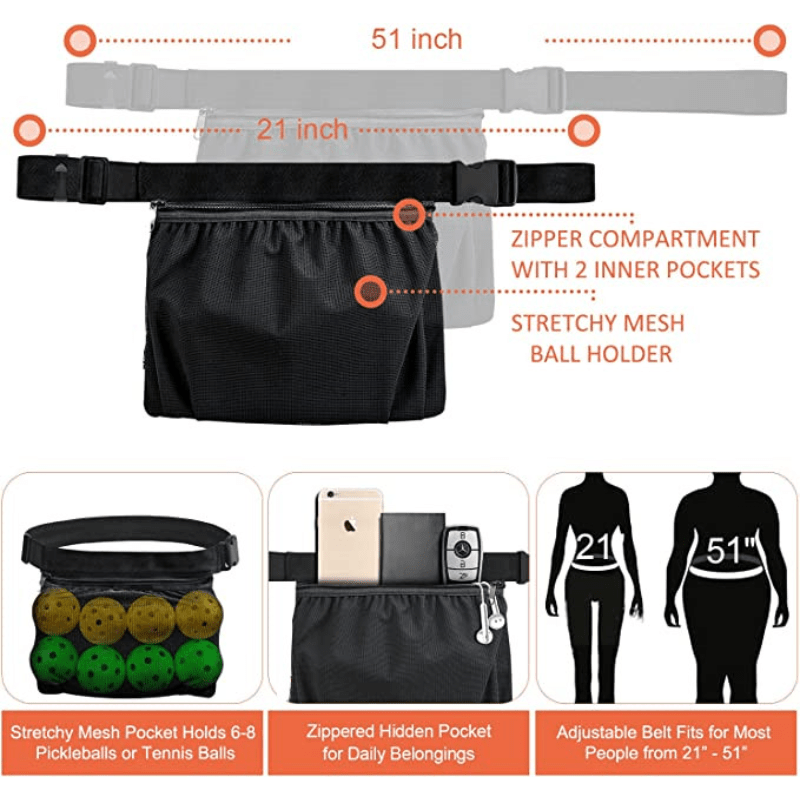 Pickleball Waist Bag Tennis Ball Holder Outdoor Sport Accessories