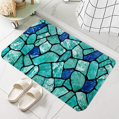 Geometric Stone Shape Decorative Carpet - Non-slip 0.39in Thick