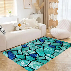 Geometric Stone Shape Decorative Carpet - Non-slip 0.39in Thick
