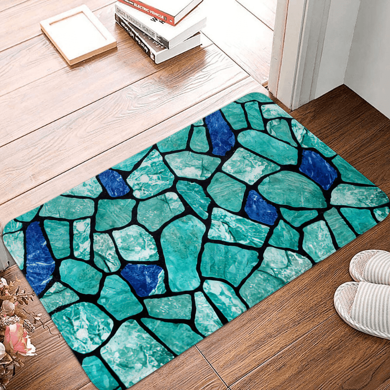 Geometric Stone Shape Decorative Carpet - Non-slip 0.39in Thick