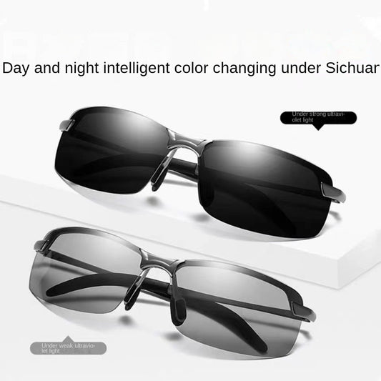 Men's Polarized Sunglasses Retro Metal Frame Night Dual Use Driving Fishing