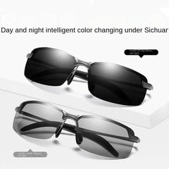 Men's Polarized Sunglasses Retro Metal Frame Night Dual Use Driving Fishing