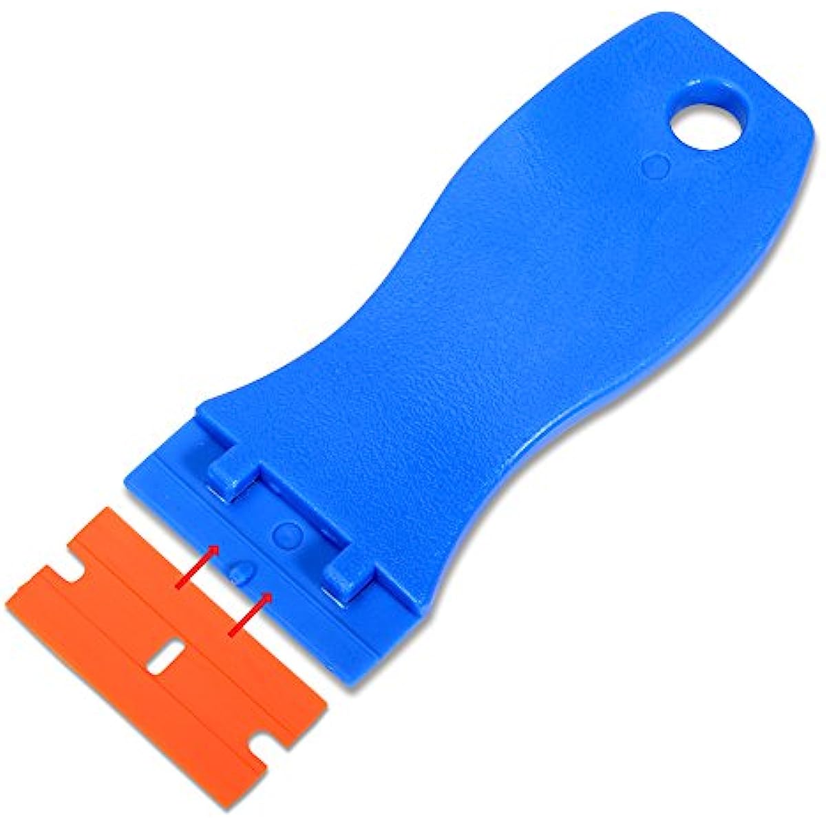 Plastic Razor Scraper and 10 Double Edged Blades for Label Removal