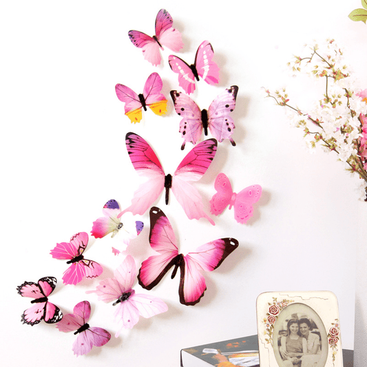 12pcs 3D Butterfly Wall Stickers for Wedding Room TV Background