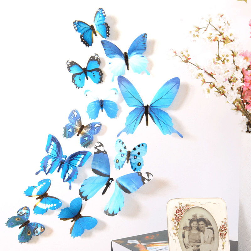 12pcs 3D Butterfly Wall Stickers for Wedding Room TV Background