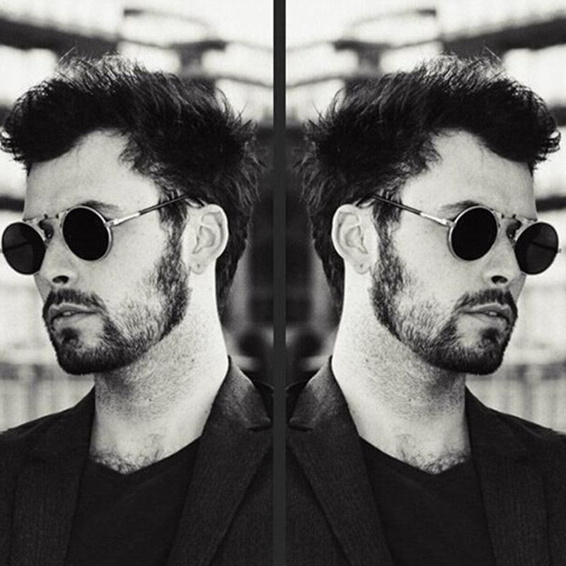 Men's Round Frame Punk Sunglasses UV Protection for Sports