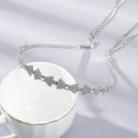 Rhinestone Tassel Bow Headband Bridal Hair Accessories