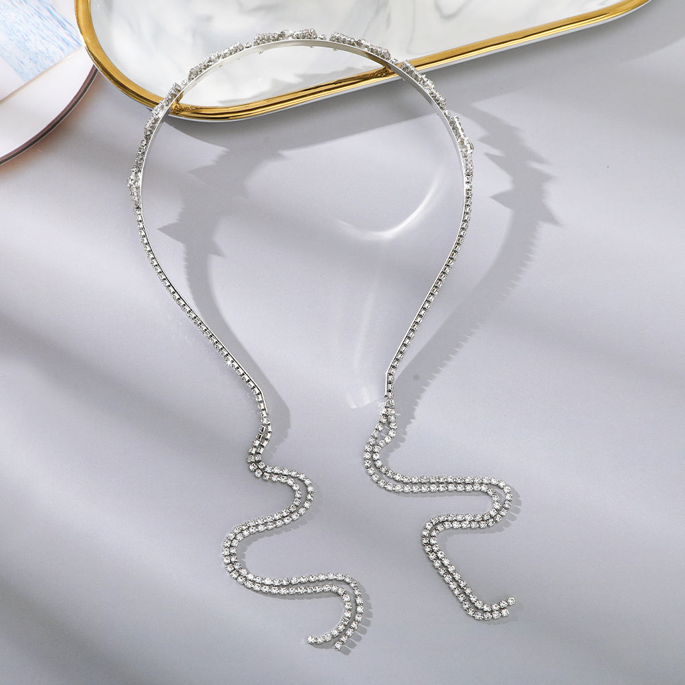 Rhinestone Tassel Bow Headband Bridal Hair Accessories