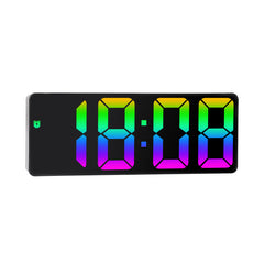 Colorful LED Digital Alarm Clock Mirror Display Snooze Temperature 12 24H USB